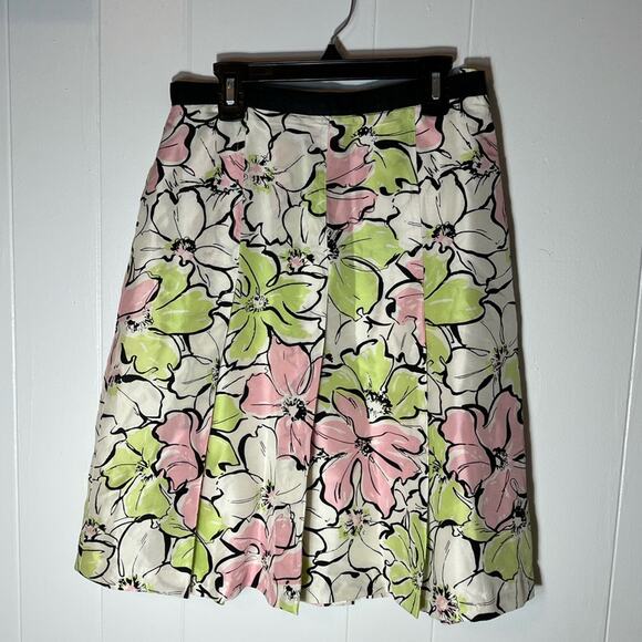 Vintage grace elements floral skirt size 4 lime green and pink knee length - Picture 2 of 7
